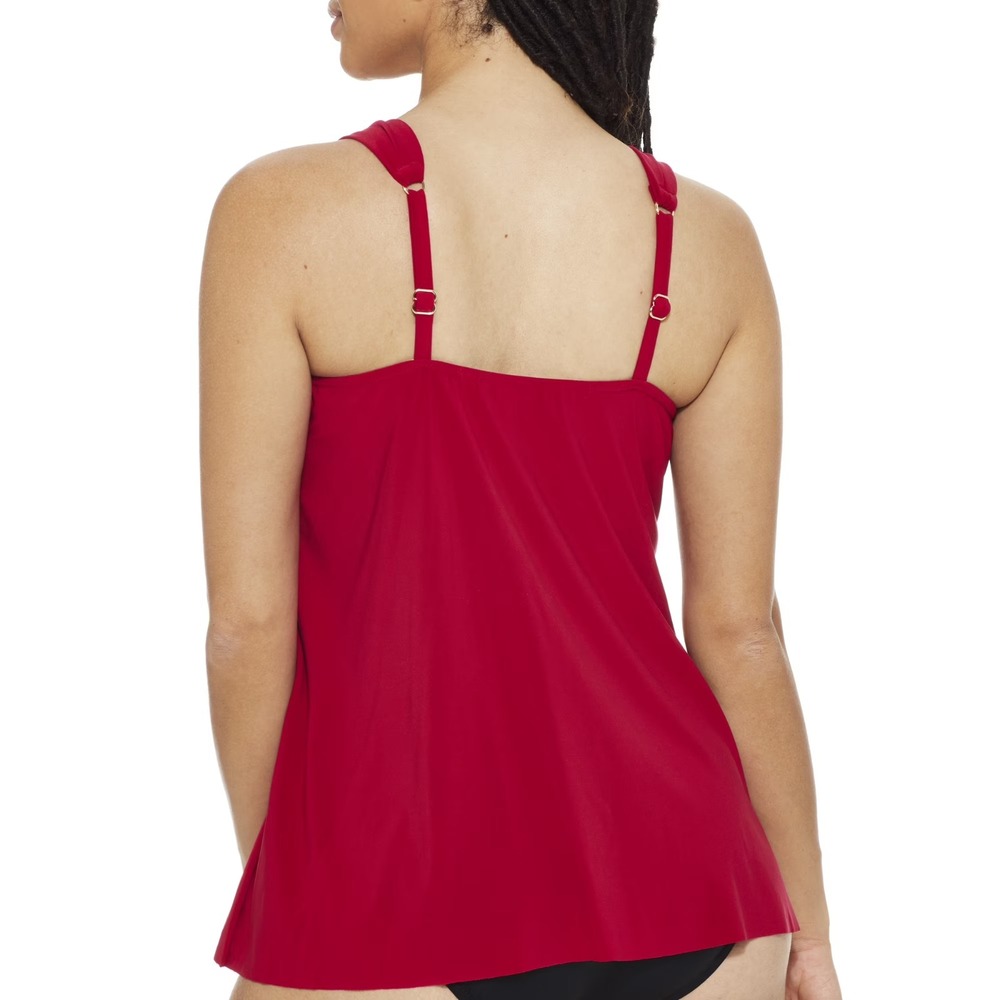 Miraclesuit Tankini Top Dazzle Red & Black High Waist Bottom Set Women's Size 14 - Picture 3 of 14